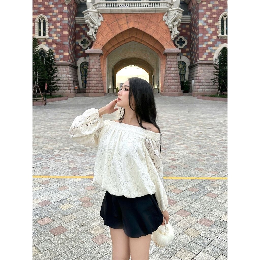 Áo Nữ Tay Dài Trễ Vai Dáng Bí Năng Động - KARLIN TOP - GOÛT DE JUN
