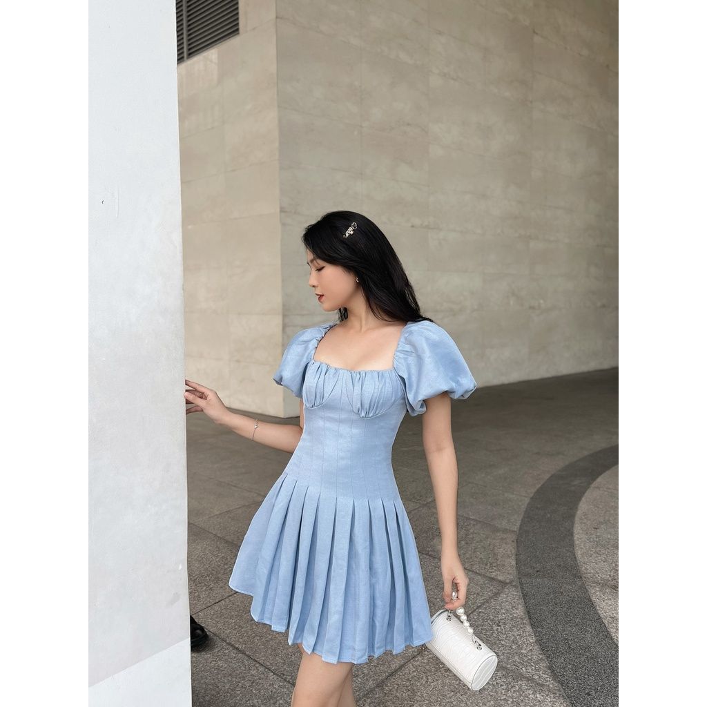 Đầm nữ tay phồng xếp ly form ngắn WYNA DRESS - GOÛT DE JUN