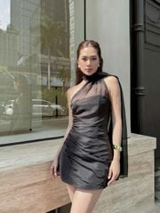 Đầm Nữ BESITOR Đi Tiệc Cổ Yếm Phối Voan Hở Lưng  GOÛT DE JUN