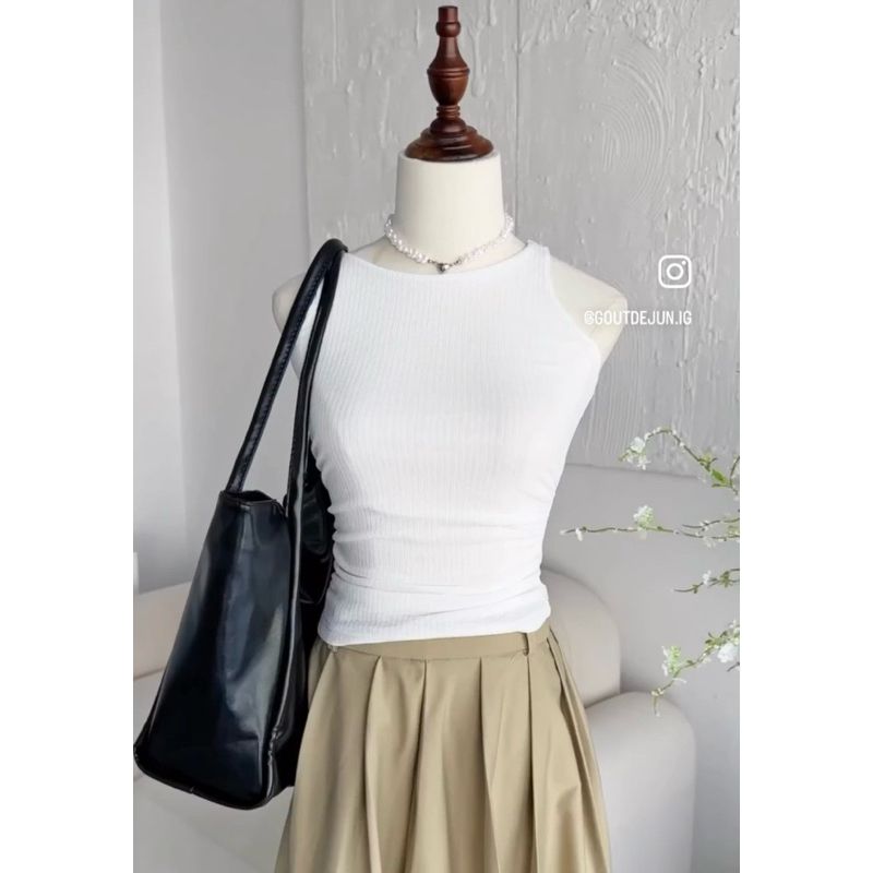 Áo Ba Lỗ Nhún Eo Hai Màu Basic - ALI TOP - GOÛT DE JUN