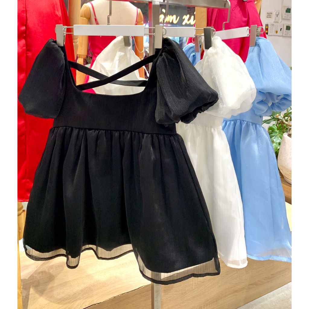 GOÛT DE JUN - Áo thiết kế babydoll tay phồng 2 lớp - KYVA TOP