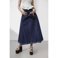 Chân Váy Nữ Denim Dáng Dài Viền Chỉ MARDI SKIRT - GOÛT DE JUN