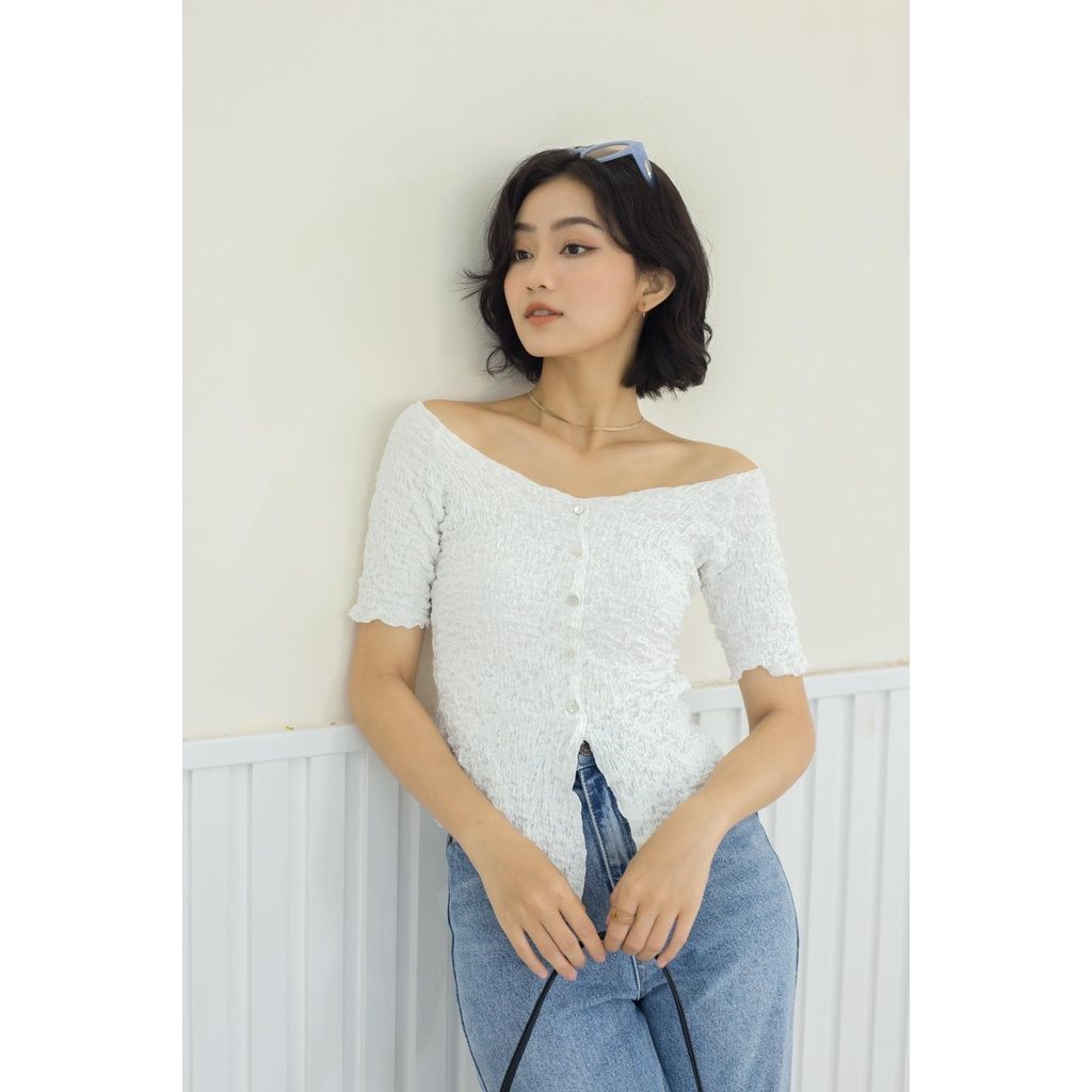 GOÛT DE JUN - Áo thun nhún kiểu - Jikay Top