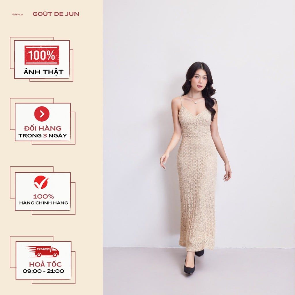 Đầm Nữ Ôm Body Ren Hoa Hai Dây Basic Quyến Rũ - WELLY DRESS - GOÛT DE JUN