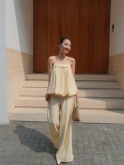 (Bán Lẻ) Set Nữ SOROW  Áo 2 Dây Form Bí Phối Quần Ống Rộng GOÛT DE JUN