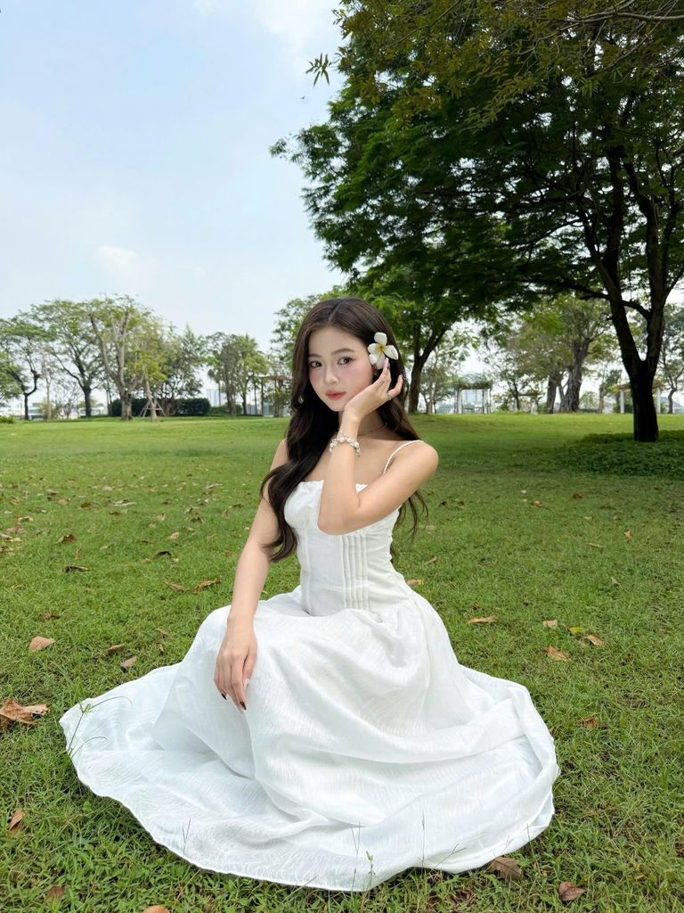 Đầm Nữ REYATI Hai Dây Dáng Dài Xòe Tiểu Thư Thanh Lịch GOÛT DE JUN