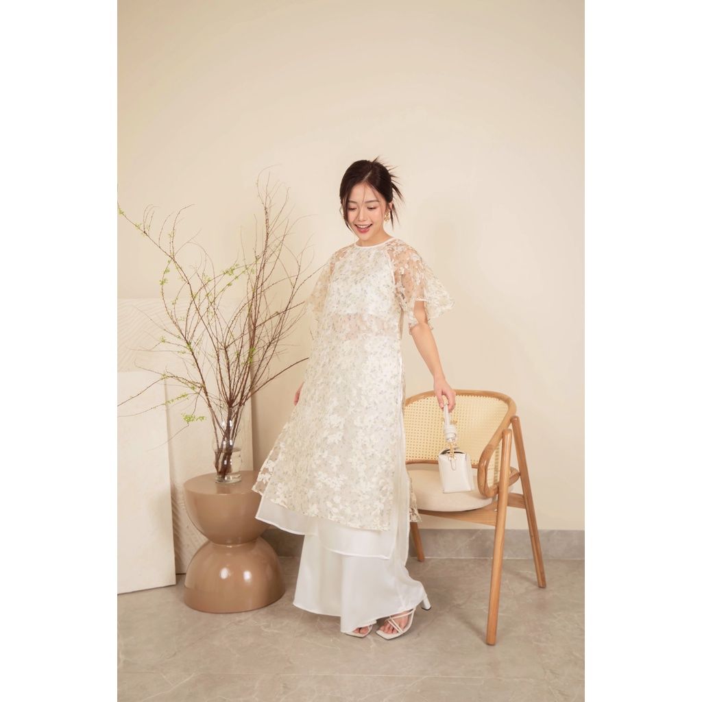 GOÛT DE JUN - Quần áo dài lụa phối thun (không kèm áo)  -  WAZA PANTS