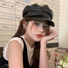 Mũ Nồi Da PU Thời Trang Thu Đông Phối Nơ Phong Cách Cổ Điển - GOÛT DE JUN