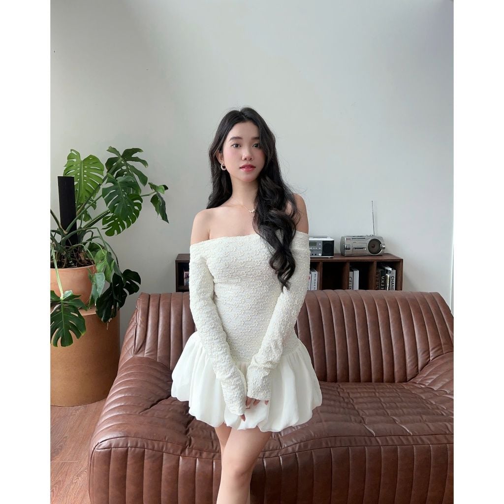 Đầm Nữ Mini Trễ Vai Ôm Body Tay Dài Dáng Bí  - JULEN DRESS - GOÛT DE JUN