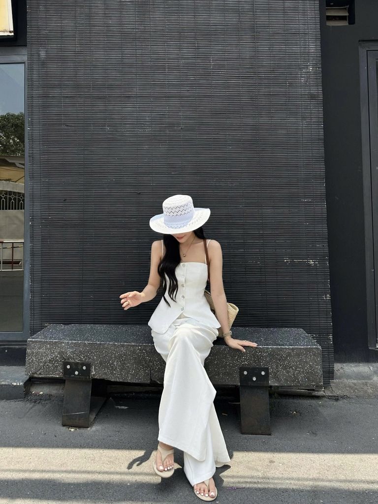(BÁN LẺ) Set Nữ WORAK Áo Hai Dây Basic Phối Quần Ống Rộng Thời Trang  GOÛT DE JUN