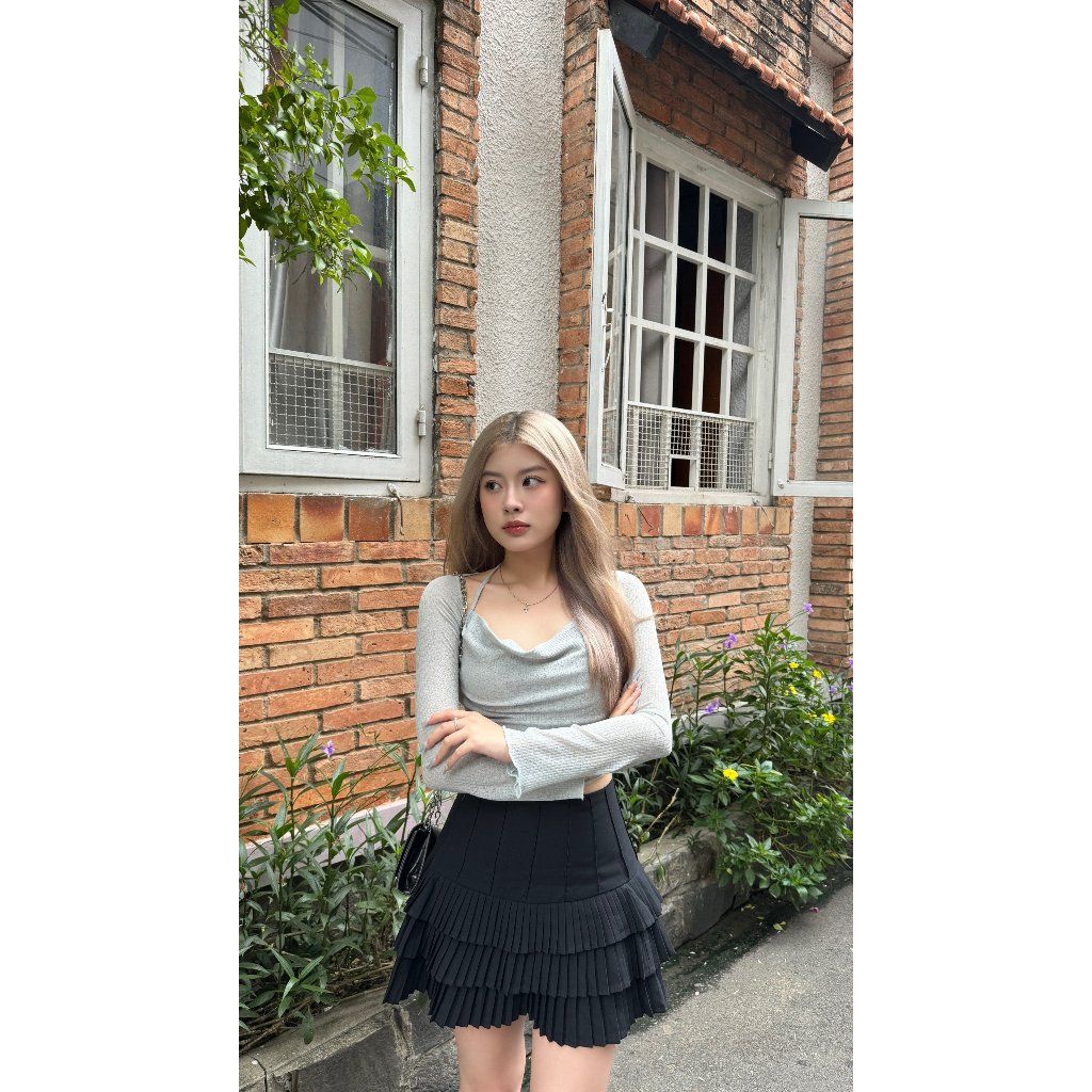 Áo Croptop Nữ Dài Tay Phối Cổ Đổ Nữ Tính  - RANCO TOP - GOÛT DE JUN