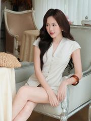 (Bán Lẻ) Set Nữ CARBEE Áo Cổ V Tay Ngắn Và Quần Short Ngắn Đơn Giản GOÛT DE JUN