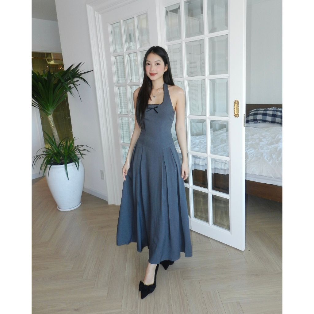 Đầm Nữ Thiết Kế Cổ Yếm Viền Ren Form Dài Tôn Dáng- OMAS DRESS - GOÛT DE JUN