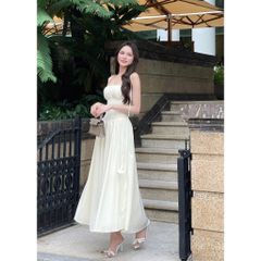 Đầm Nữ Hai Dây Dáng Dài Nhún Ngực Nữ Tính - JOSE DRESS - GOÛT DE JUN