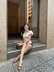 GOUT DE JUN Áo Kiểu Sơ Mi Tay Phồng Dây Kéo Kate MEMRIS Áo Kiểu Nữ Công Sở FGBA2601145