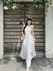 Đầm Nữ NOWSIL DRESS Cổ Yếm Form Maxi Xòe Đi Biển GOUT DE JUN