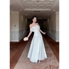 Đầm Nữ Trễ Vai Dáng Dài Họa Tiết Nổi Nữ Tính Dịu Dàng - DANNA DRESS - GOÛT DE JUN