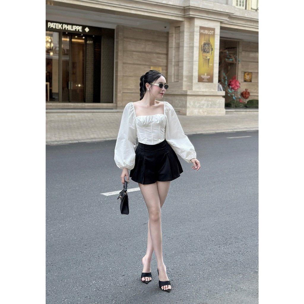 Áo Kiểu Croptop Nữ Tay Dài Phồng Tôn Dáng - LIA TOP - GOÛT DE JUN