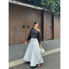 Áo Nữ Tay Dài Lệch Vai Tơ Bồng Thanh Lịch Nữ Tính - BLENI TOP - GOÛT DE JUN