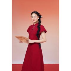 Đầm Dài Cổ Tàu Tay Ngắn Phồng Dáng Xòe Tiểu Thư Nữ Tính - NIÊN HOA - GOÛT DE JUN