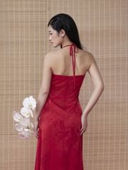 Đầm Nữ RONDEE Cổ Yếm Chất Vải Gấm Dáng Dài From Suông Tôn Dáng Sang Trọng GOUT DE JUN