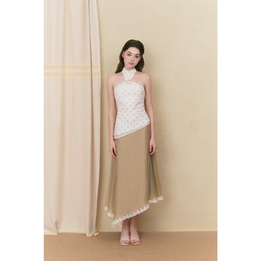 Chân Váy Nữ NUSHI SKIRT Tà Chéo Đắp Ren Sang Trọng GOUT DE JUN
