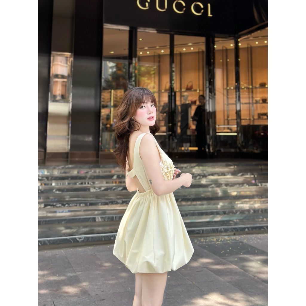 Đầm Nữ Thiết Kế Nhún Ngực Hở Lưng Dáng Bí Năng Động - LERRY DRESS - GOÛT DE JUN