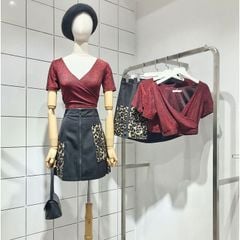 [Mã LT50 giảm 50k đơn 250k] Goût De Jun Chân Váy Đen Đắp Túi Da Beo Farae Skirt