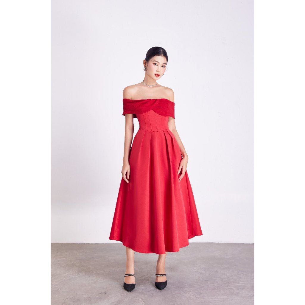 Đầm Nữ  Dự Tiệc Thiết Kế Trễ Vai Dáng Xòe Sang Trọng - RADIN DRESS - GOÛT DE JUN