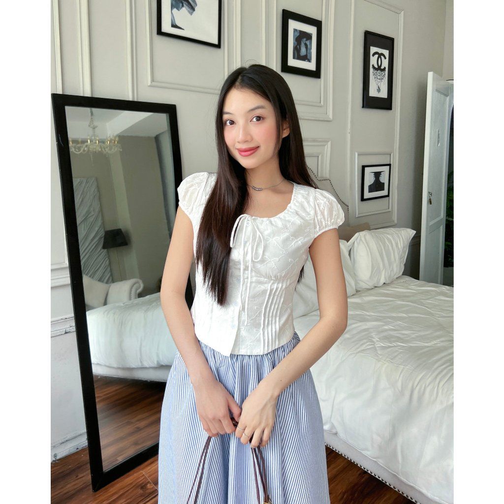 Chân Váy Nữ Form Dài Xoè Kẻ Sọc Basic - BIAN SKIRT - GOÛT DE JUN