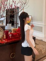 Áo Kiểu Nữ PARTINS TOP Tay Phồng Chiết Eo Tôn Dáng Phong Cách Tiểu Thư GOUT DE JUN