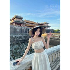 Set Áo Croptop Hai Dây Và Chân Váy Xòe Bồng Dáng Dài (bán lẻ) - YOYO SET - GOÛT DE JUN