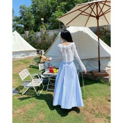 Chân Váy Nữ Dáng Dài Kẻ Sọc Basic - ROSEY SKIRT - GOÛT DE JUN