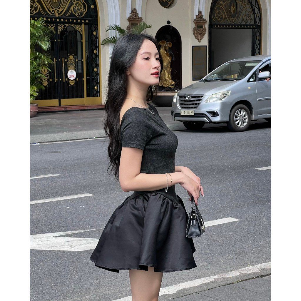Đầm Nữ Ngắn Hở Lưng Form Xoè Bồng Dễ Thương - ROSHY DRESS - GOÛT DE JUN