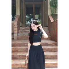 Set Áo Croptop Nữ Basic Phối Chân Váy Dài Dáng Xòe ( bán lẻ ) - KARIN SET - GOÛT DE JUN