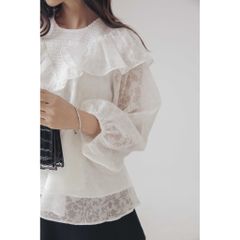 GOÛT DE JUN - Áo Babydoll Nữ Phối Cổ Bèo Tiểu Thư - JANIE TOP