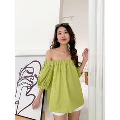 GOÛT DE JUN - Áo trễ vai xanh cốm - Hino Top