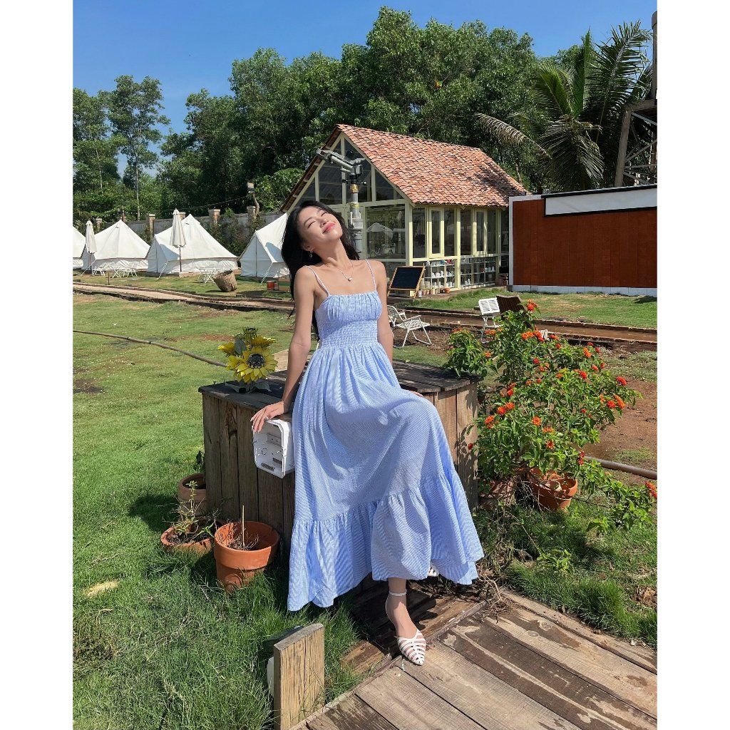 Đầm Nữ Hai Dây Maxi Đi Biển Nhún Eo Tôn Dáng - ROMIS DRESS - GOÛT DE JUN