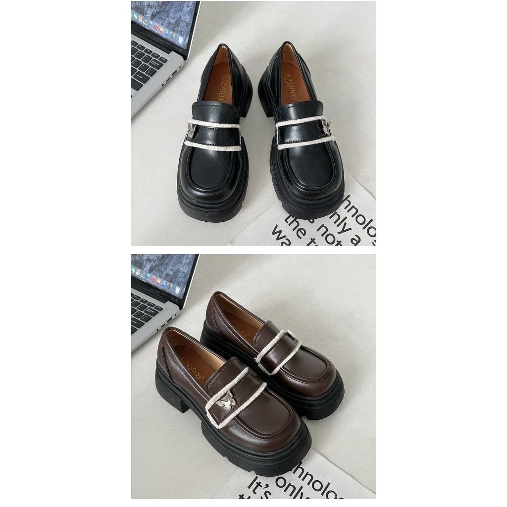 Giày Da Thời Trang Phong Cách Vintage cho Nữ (size lớn - nên lùi 1 size)- GOÛT DE JUN