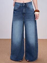 Quần Jeans Nữ FALLOT Wash Ống Rộng Basic GOUT DE JUN