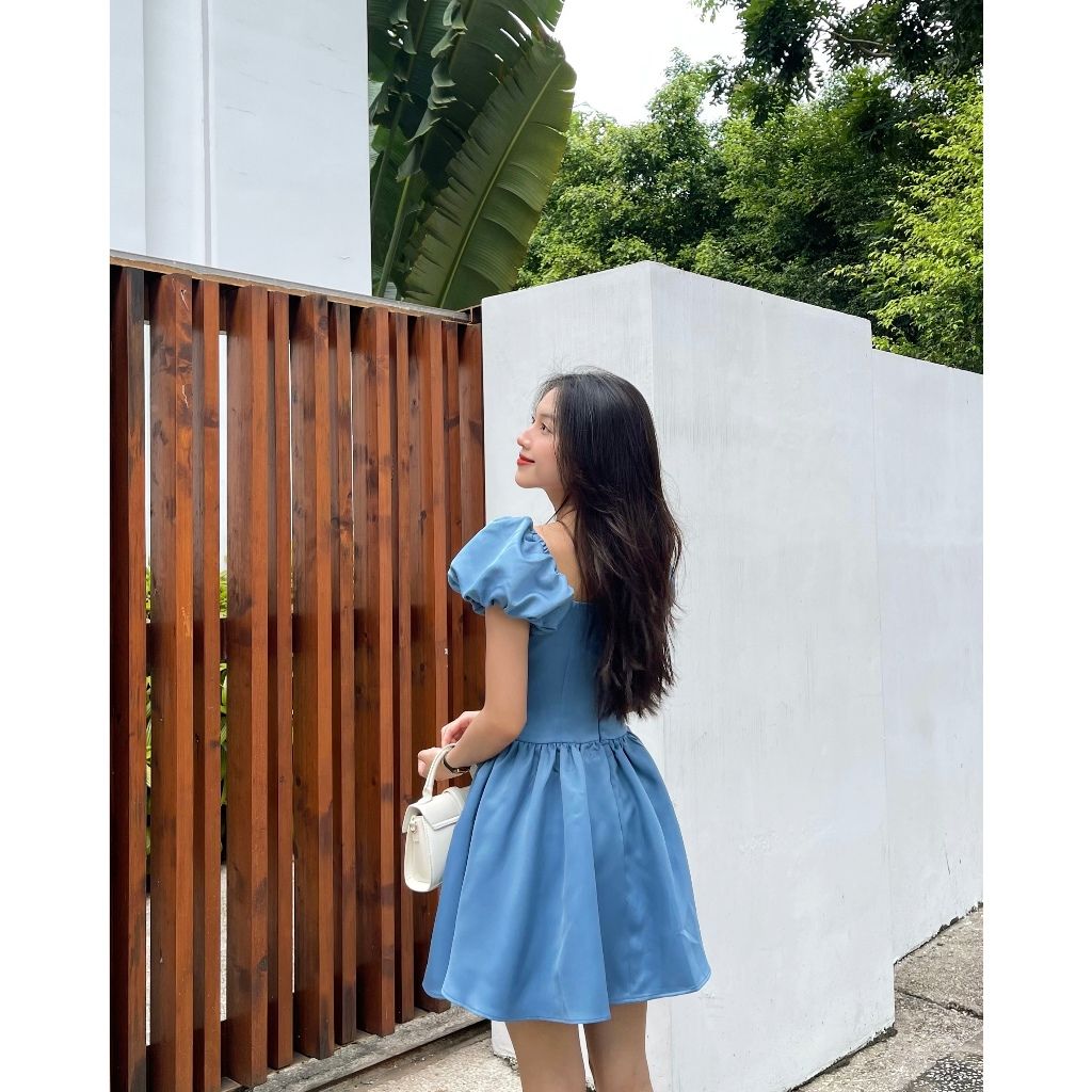 Đầm Nữ Tay Phồng Form Xòe Thiết Kế Cổ Vuông Nhún Eo - LEILA DRESS - GOÛT DE JUN