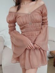 Đầm Nữ HEVAL Tay Dài Cổ V Form Ngắn Xòe Dễ Thương GOÛT DE JUN