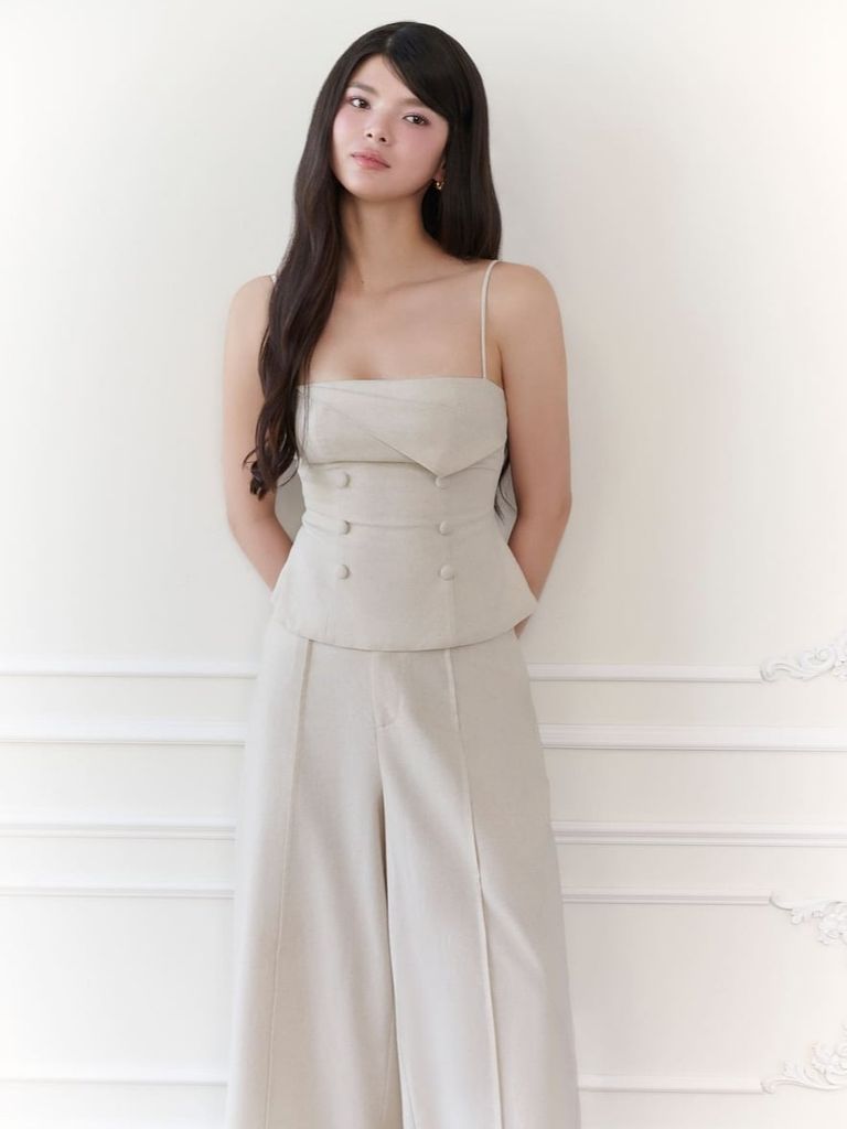 Gout De Jun Set Bộ Nữ Áo Hai Dây Quần Ống Rộng Linen YAMAL Set Áo Quần Nữ Sang Trọng FGBA2606145
