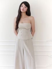 Gout De Jun Set Bộ Nữ Áo Hai Dây Quần Ống Rộng Linen YAMAL Set Áo Quần Nữ Sang Trọng FGBA2606145