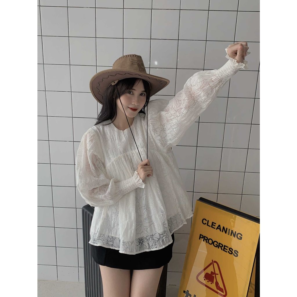 GOÛT DE JUN - Áo nữ babydoll tay dài - Leza Top