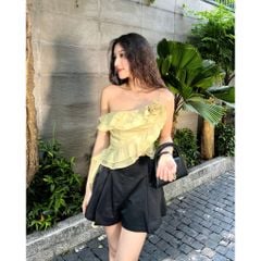 Áo Croptop Nữ Lệch Vai Phói Tua Rua Bánh Bèo - PAMIN TOP - GOÛT DE JUN
