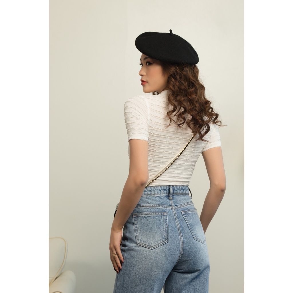 GOÛT DE JUN - Áo thun ôm cổ lọ 2cm - LADAN TOP