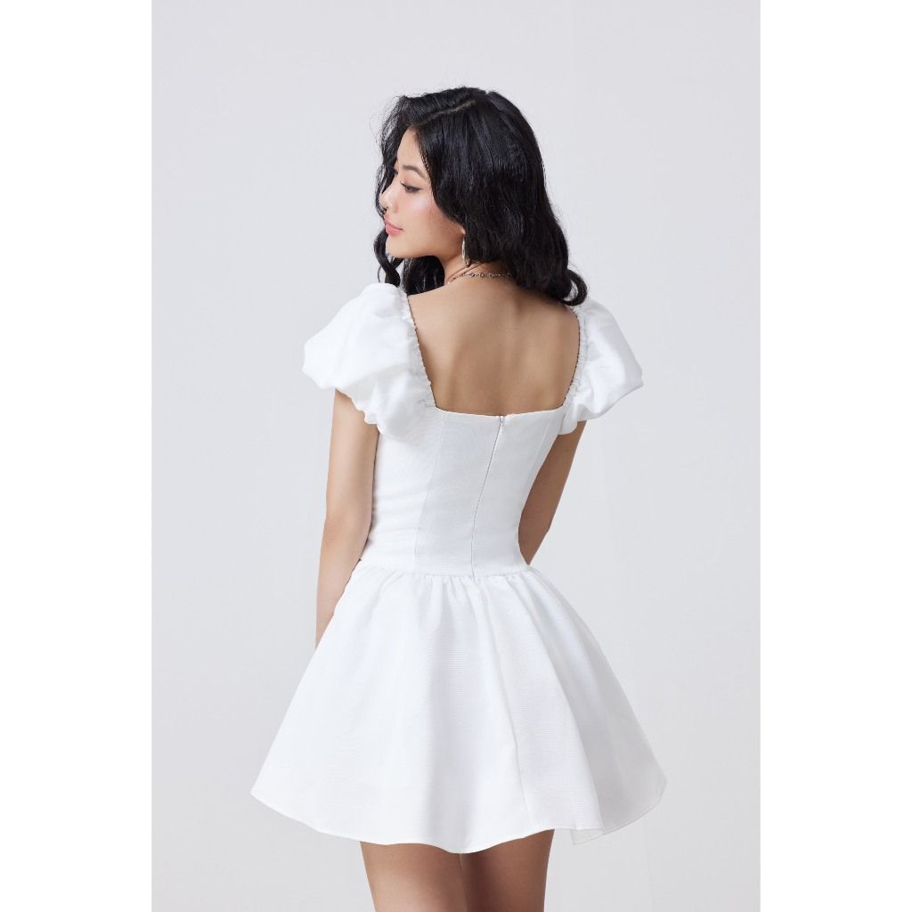 Đầm Nữ Tay Phồng Form Xòe Thiết Kế Cổ Vuông Nhún Eo - LEILA DRESS - GOÛT DE JUN