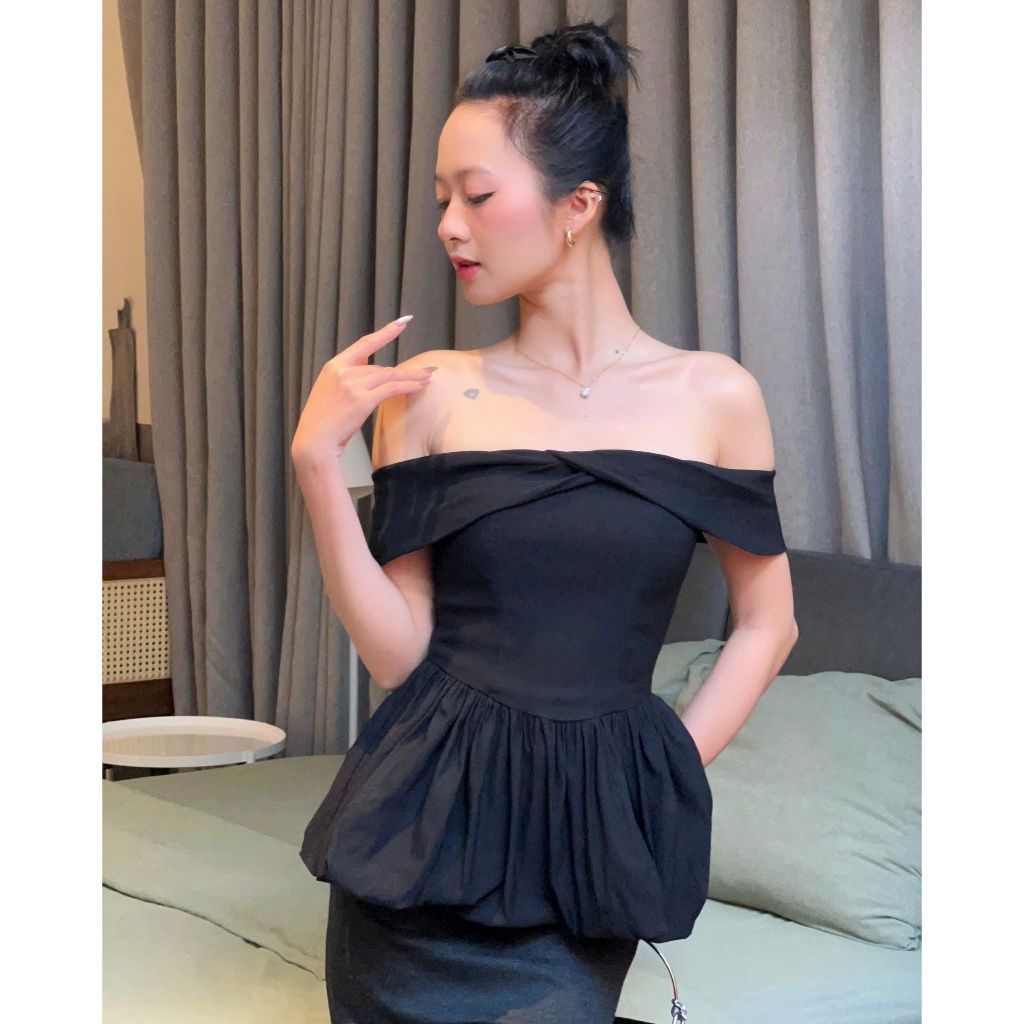 Áo Nữ Trễ Vai Ôm Eo Xòe Bồng Cách Điệu Tiểu Thư - YADOR TOP - GOÛT DE JUN