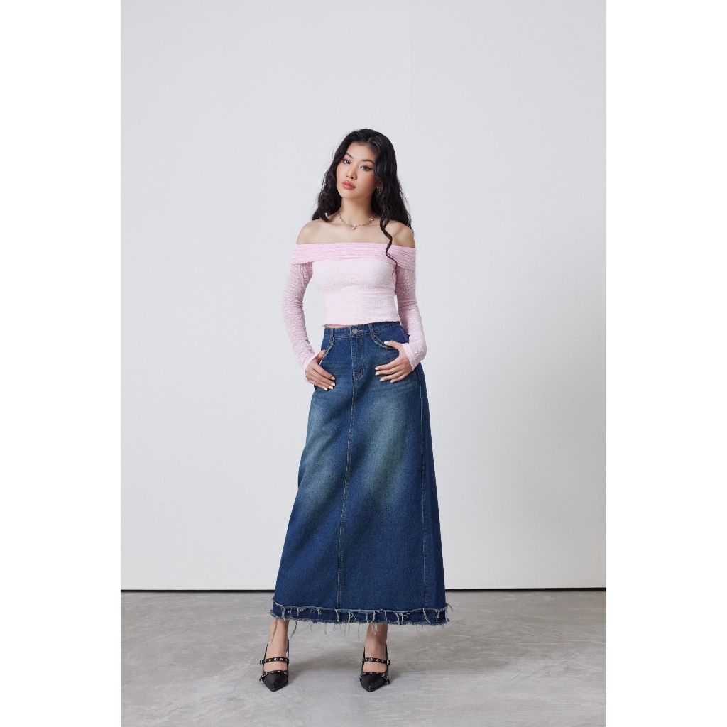 Áo Trễ Vai Tay Dài Ren Hoa Nhí Thời Trang Cho Nữ - JUDY TOP - GOÛT DE JUN
